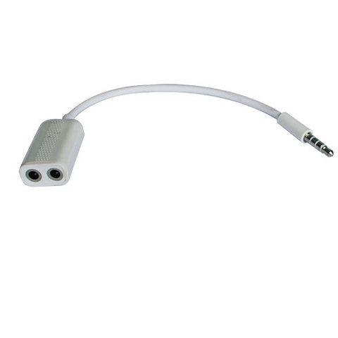 Skque 3.5MM Male to 3.5MM Dual Female Audio Spliter Adapter Supports Microphone Function, White