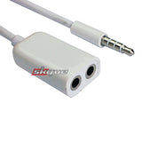 Skque 3.5MM Male to 3.5MM Dual Female Audio Spliter Adapter Supports Microphone Function, White