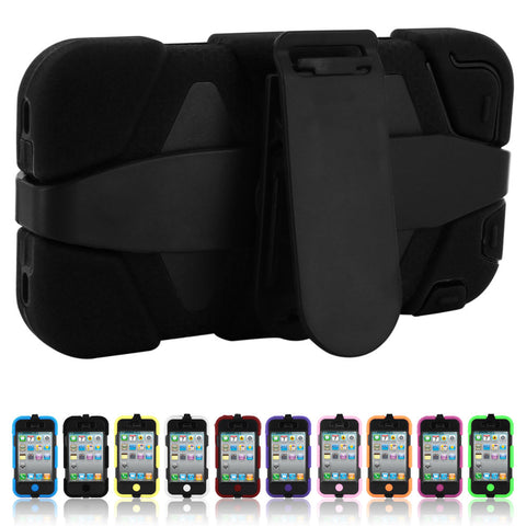 Skque&reg; Impact Hybrid Hard Belt Clip case w/ Built-in Screen for Apple iPhone 4/4S