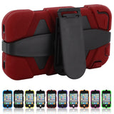 Skque&reg; Impact Hybrid Hard Belt Clip case w/ Built-in Screen for Apple iPhone 4/4S, Red & Black