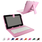 Skque&reg; UniverSal PU Leather Flip Stand case Cover w/ USB Keyboard for 10 Inch Tablets, Pink