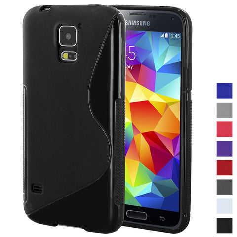 Skque&reg; Soft Gel S Line Wave Shape TPU Skin Protector case Cover for SamSung Galaxy S5