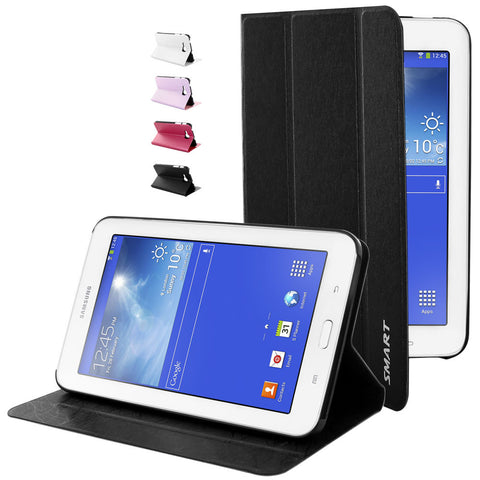 Skque&reg; Flip PU Silk Pattern Leather PC Protector case Cover for SamSung Galaxy Tab 3 Lite 7.0