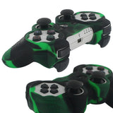 Skque Silicone Soft Protective Case Cover for Sony PlayStation 3 Controller, Camo Pattern, Black, Green