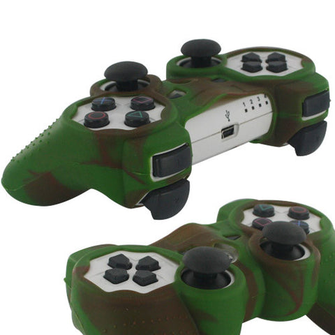 Skque Silicone Soft Protective Case Cover for Sony PlayStation 3 Controller, Camo Pattern, Brown, Green