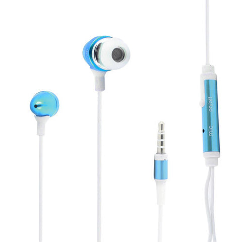 Skque 3.5mm Remote Mic Metal Earphone for iPhone 3G/3GS/4G/4S-color in blue