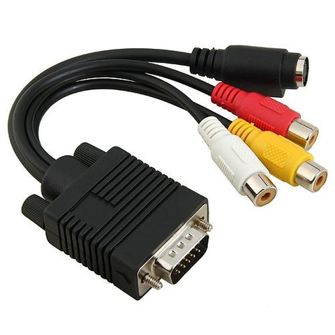 Skque VGA Adapter to TV S-Video RCA Out Cable for PC Video  17CM