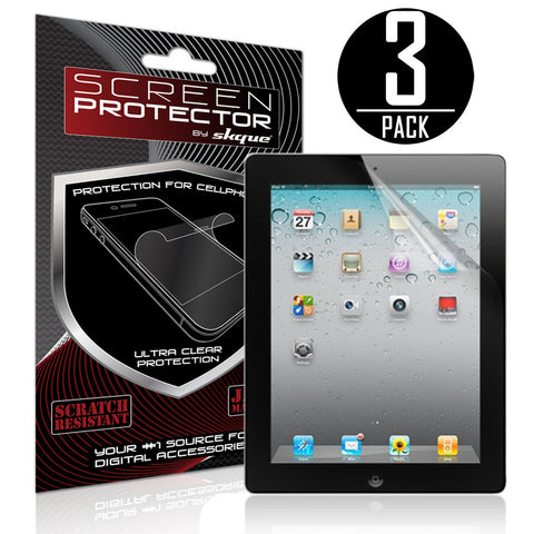 Skque 3 Clear LCD Screen Protector Guard for Apple iPad 2