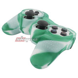 Skque Silicone Soft Protective Case Cover for Sony PlayStation 3 Controller, Camo Pattern, Green, White