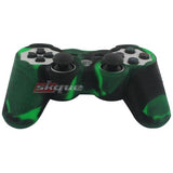 Skque Silicone Soft Protective Case Cover for Sony PlayStation 3 Controller, Camo Pattern, Black, Green