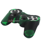 Skque Silicone Soft Protective Case Cover for Sony PlayStation 3 Controller, Camo Pattern, Black, Green