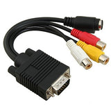 Skque VGA Adapter to TV S-Video RCA Out Cable for PC Video  17CM